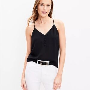 Sleeveless Black Button Blouse
